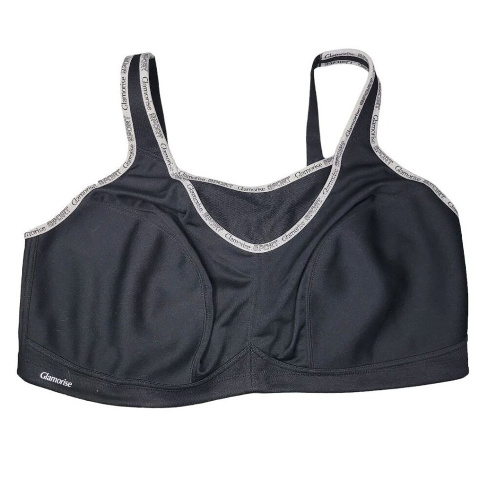 Glamorise Wire Free Bra Black Gray Womens Plus Size 48D‎ No Pads